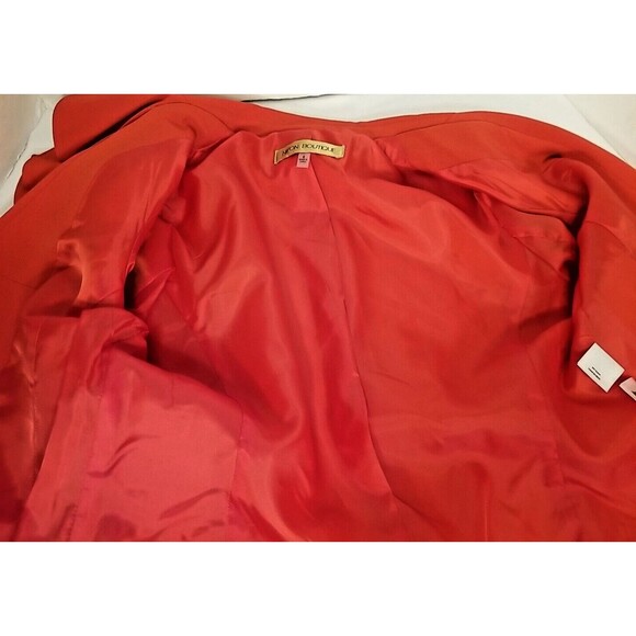 NIPON BOUTIQUE Women Cherry Red Blazer Size 6 NWT $260 Pleated Lapel         T39 - Picture 6 of 11